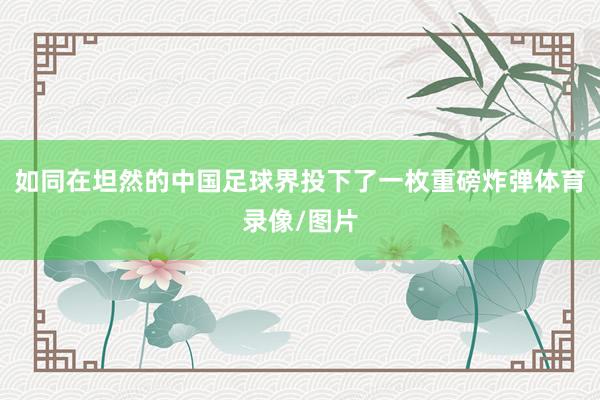 如同在坦然的中国足球界投下了一枚重磅炸弹体育录像/图片